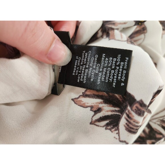 Career Floral Blouse Womens Small V Neck Lightweight Cuff Top Ann Taylor Factory - Picture 8 of 8